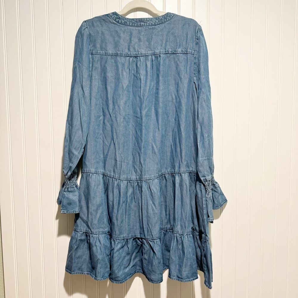 Quince Chambray Tencel Tiered Long Sleeve Dress NEW Size Medium - Picture 8 of 8